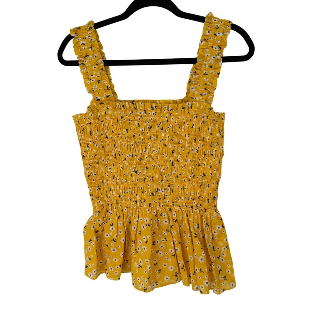 Kate Spade Fleurette Toss smocked top yellow size M